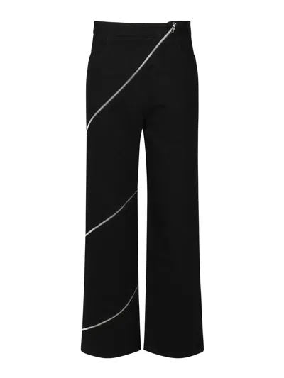 Alaïa Ribbed Knit High Neck Bodysuit With Zipper In Black