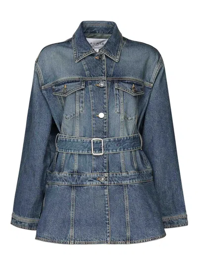 Alaïa Denim Jacket With Removable Waist Belt In Blue