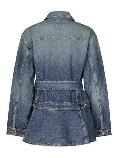 Alaïa Denim Jacket With Removable Waist Belt In Blue