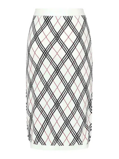 Burberry Ekd Jacquard Checked Knitted Midi Skirt In Multi