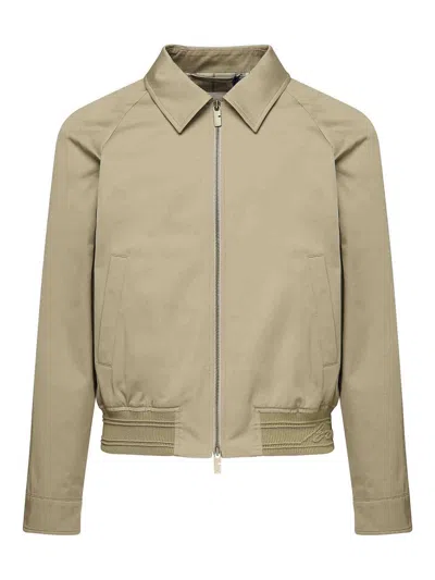 Burberry Cotton Jacket With Collar And Pockets In Skylark