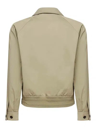 Burberry Cotton Jacket With Collar And Pockets In Skylark