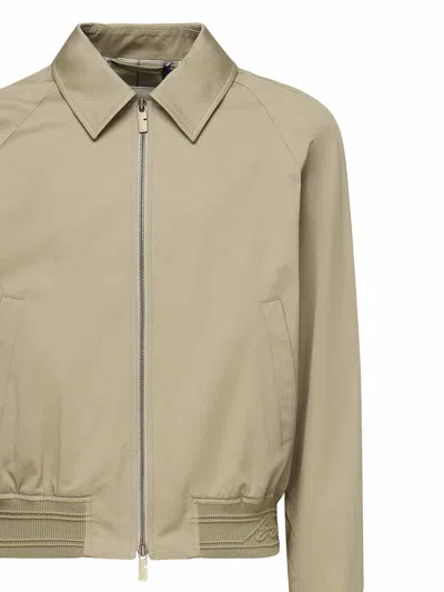 Burberry Cotton Jacket With Collar And Pockets In Skylark