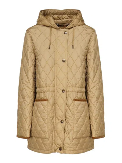 Burberry Beige Nylon Bromley Quilted Parka In Sand