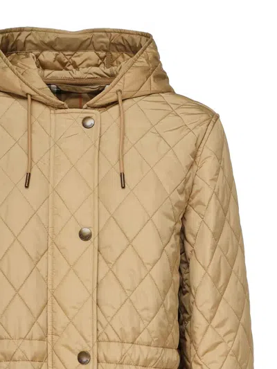 Burberry Beige Nylon Bromley Quilted Parka In Sand