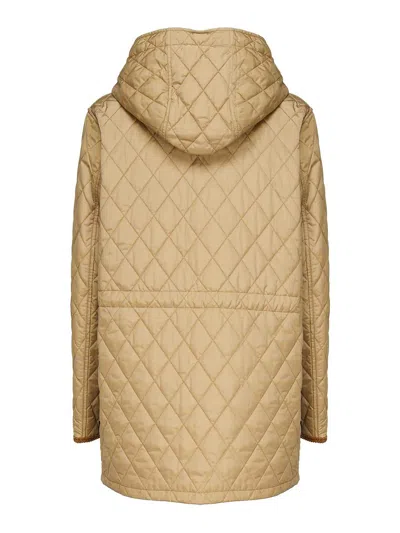 Burberry Beige Nylon Bromley Quilted Parka In Sand