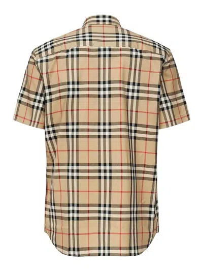 Burberry Cotton Shirt With Checked Pattern And Pockets In Multi
