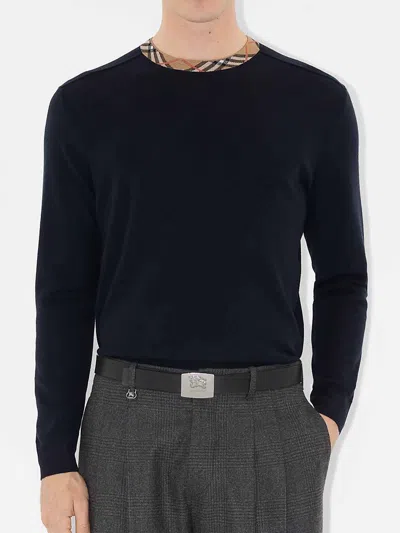 Burberry Ralph Lauren Purple Label Cable Pullover In Blue