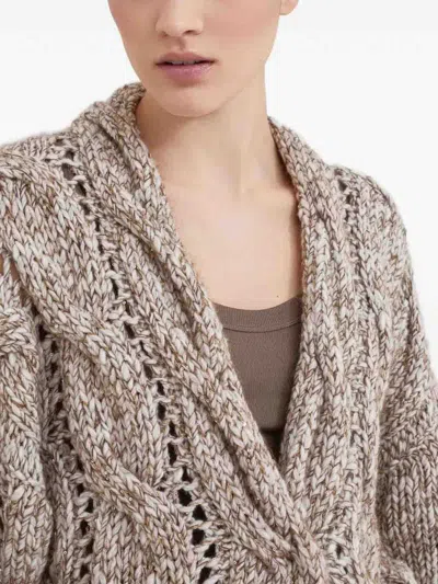 Brunello Cucinelli Chunky Knit Cardigan In Sand