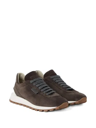 Brunello Cucinelli Suede Running Sneaker In Brown