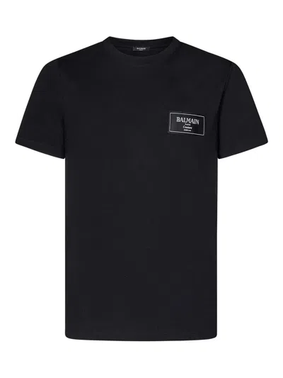 Balmain Couture Label Round Neck Slim Fit T-shirt In Black