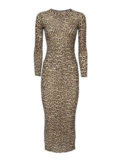 Blumarine Leopard Print Midi Dress In Multi
