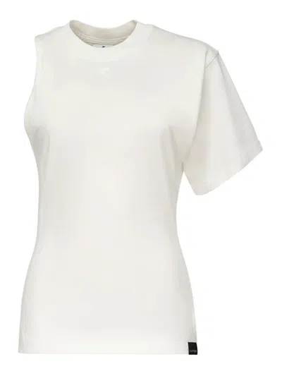 Courrèges Courregès Oneshoulder Tshirt In Scuba In White