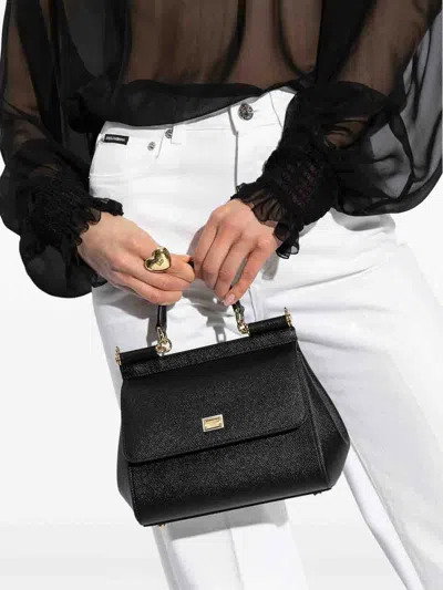 Dolce & Gabbana Black Leather Medium Sicily Handbag
