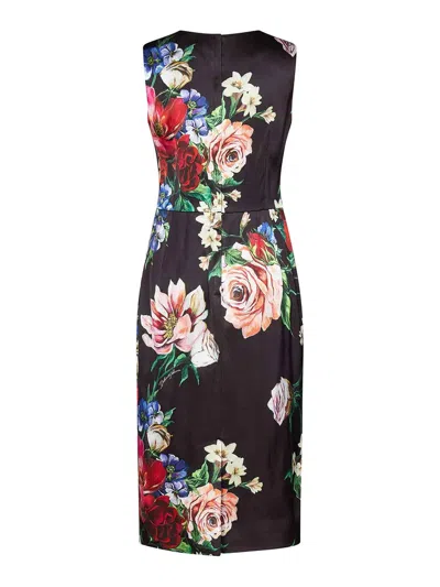 Dolce & Gabbana Floral Print Stretch Satin Dress In Bfioriantichifner
