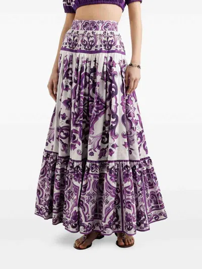 Dolce & Gabbana Maxi Skirt Dg In Purple