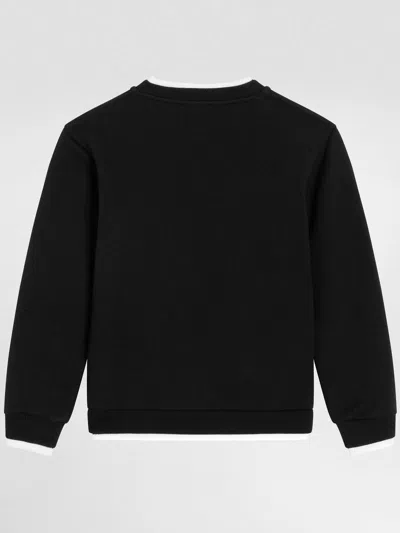 Dolce & Gabbana Crew Neck Fleece Sweatshirt With Dolce&gabbana Embroidery In Black
