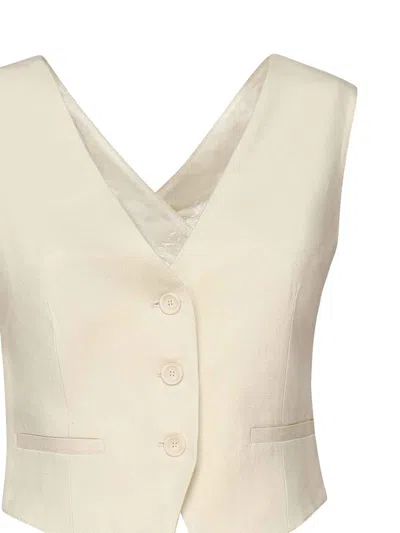 Dondup Cream Twill Tailored Fit Vest In White