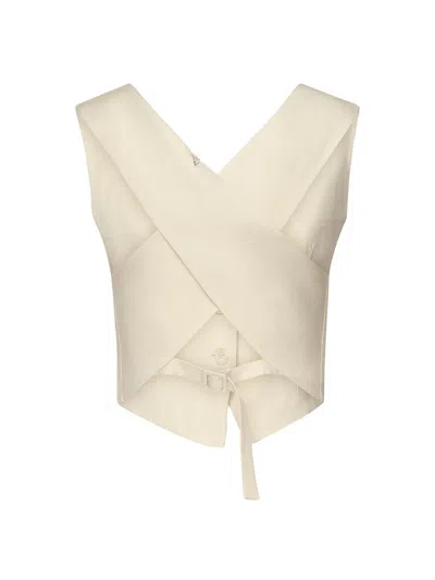 Dondup Cream Twill Tailored Fit Vest In White