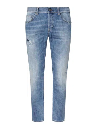Dondup Distressed Slim Fit Jeans In Blue