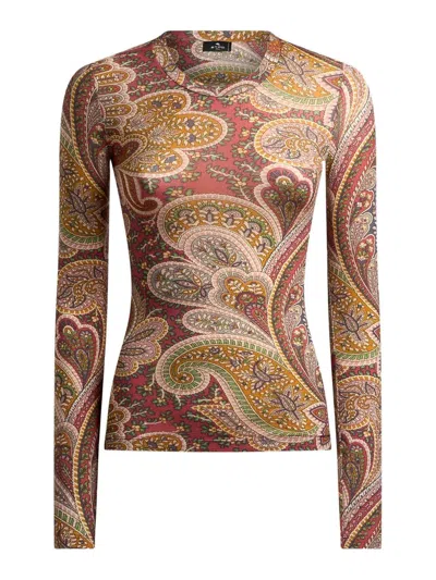 Etro Women Yellow Wool Blend Top In Multi