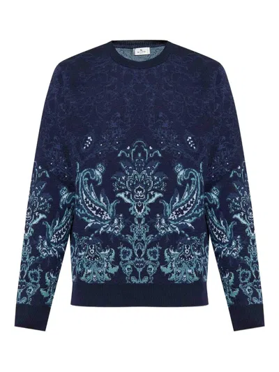 Etro Jacquard Sweater In Blue