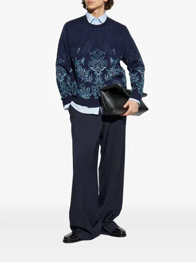 Etro Jacquard Sweater In Blue