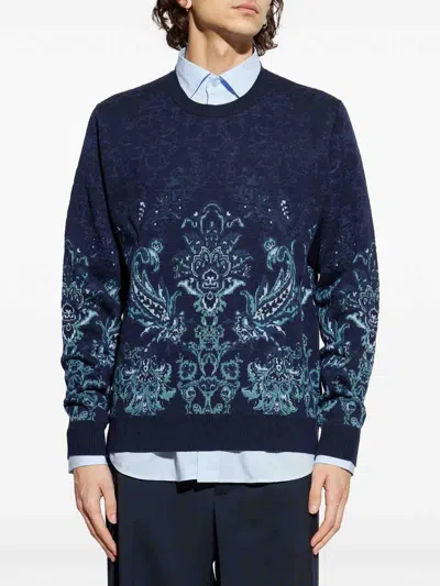 Etro Jacquard Sweater In Blue