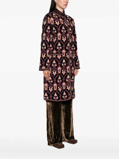 Etro Jacquard Jacket Contrast Trim Geometric Motif In Blue