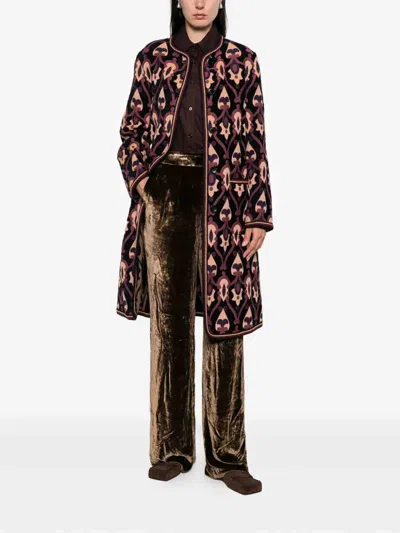 Etro Jacquard Jacket Contrast Trim Geometric Motif In Blue