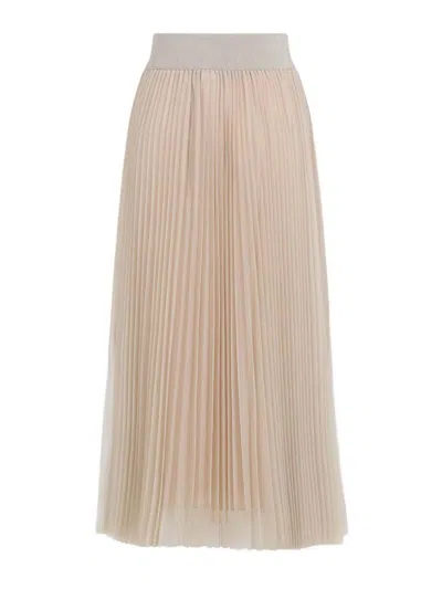 Fabiana Filippi Mesh Pleated Midi Skirt In Neutral