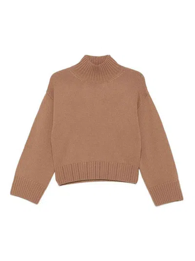 Fabiana Filippi Wool Turtleneck Sweater With Dropped Shoulders In Brown