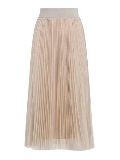 Fabiana Filippi Mesh Pleated Midi Skirt In Neutral