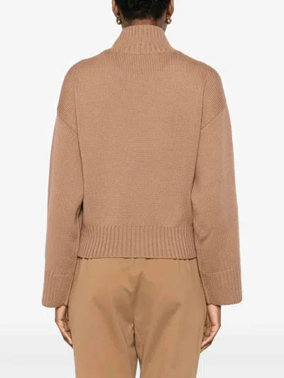 Fabiana Filippi Wool Turtleneck Sweater With Dropped Shoulders In Brown
