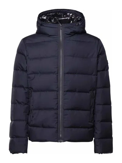 Fay Double-front Down Jacket In Calendered Poplin In Blue