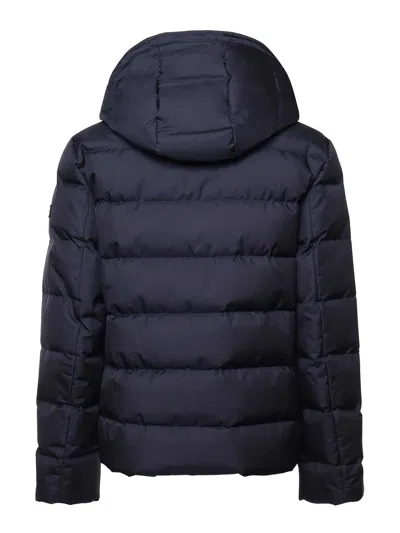 Fay Double-front Down Jacket In Calendered Poplin In Blue