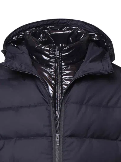Fay Double-front Down Jacket In Calendered Poplin In Blue