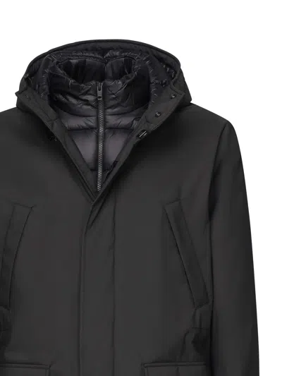 Fay Hooded Padded Coat In Black