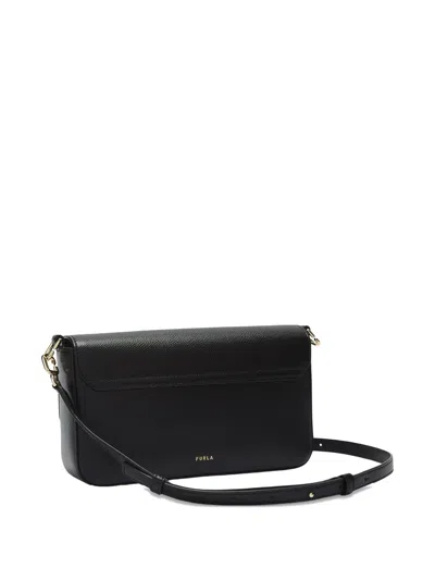 Furla Iride Clasp-fastening Leather Shoulder Bag In Black