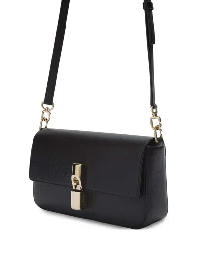 Furla Iride Clasp-fastening Leather Shoulder Bag In Black