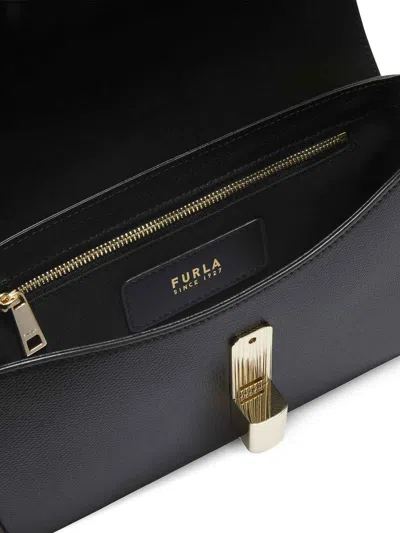Furla Iride Clasp-fastening Leather Shoulder Bag In Black