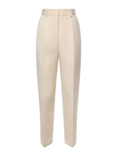 Jacquemus White Slim Fit Pant In Beige