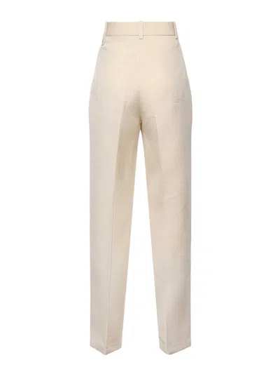 Jacquemus White Slim Fit Pant In Beige