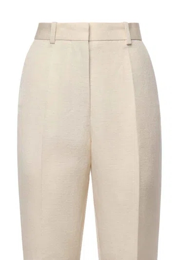 Jacquemus White Slim Fit Pant In Beige