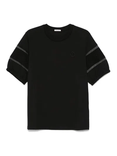 Moncler T-shirt In Cotone Nero Donna In Black