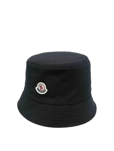 Moncler Cotton Lining Stitched Brim Hat In Black