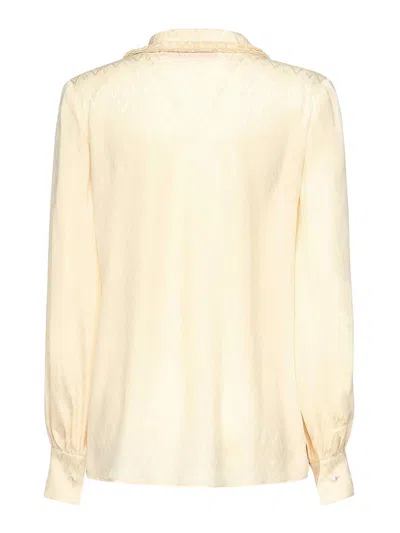 Valentino "toute La V" Silk Jacquard Shirt In Neutral