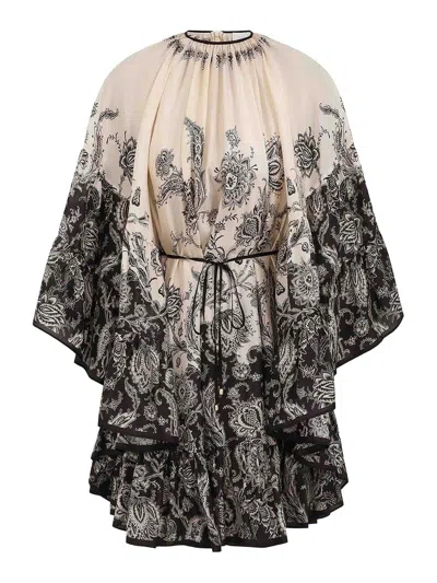 Zimmermann Rhiannon Lantern Mini Dress In Sand