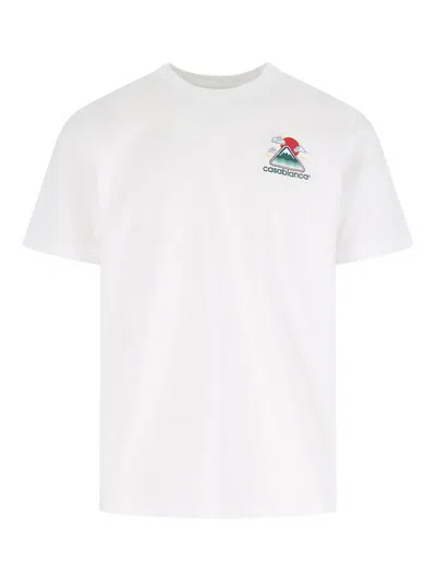 Casablanca Montagne Ondulée Logo-print Cotton-jersey T-shirt In White