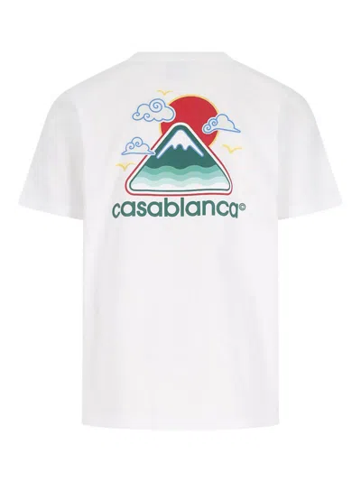 Casablanca Montagne Ondulée Logo-print Cotton-jersey T-shirt In White